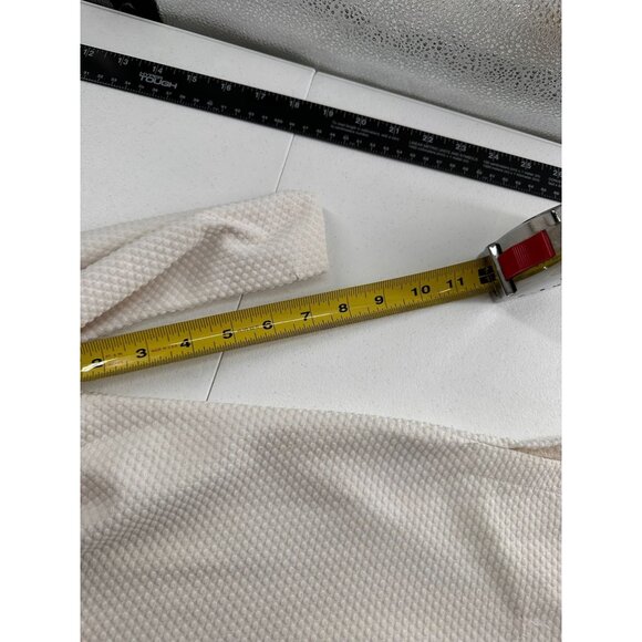 Sag Harbor Stretch Knit Top Studded Neckline Ivory Textured Size 3X Waffle Knit - Picture 7 of 7